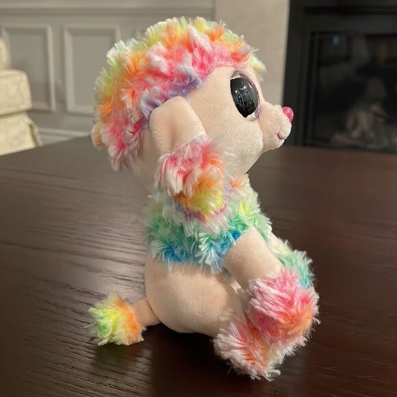 2017 Ty Beanie Boos Rainbow the Multicolour Poodle Excellent Condition NWT 6” - Picture 5 of 9